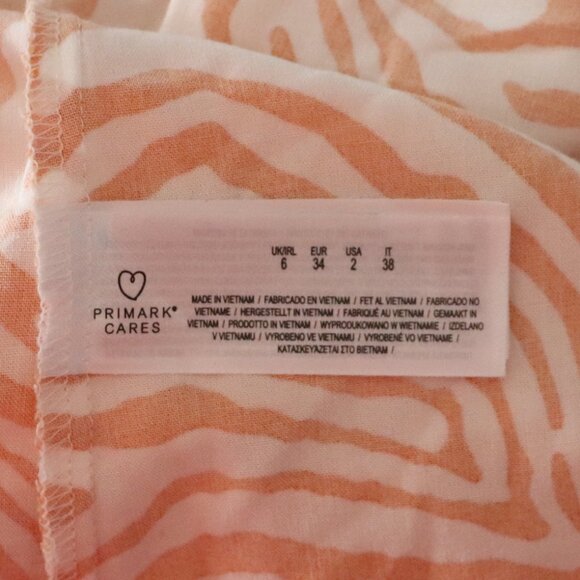 Primark Maxi Pull On Side Slit Orange Zebra Sz 2 Lightweight Semi Sheer Skirt - Picture 11 of 12